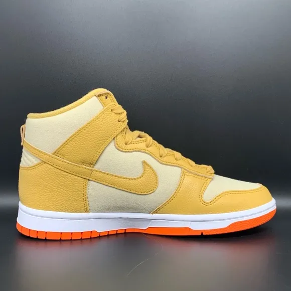 Nike Dunk Hi Premium Wheat Gold Safety Orange Shoes Men’s Sz 8 Women's Sz 9.5