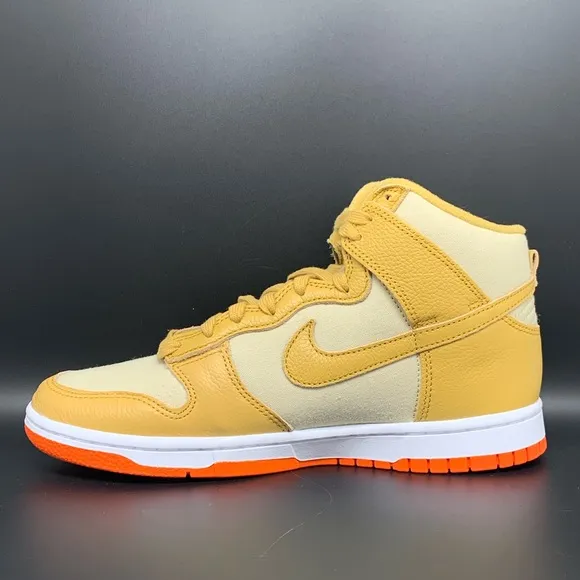 Nike Dunk Hi Premium Wheat Gold Safety Orange Shoes Men’s Sz 8 Women's Sz 9.5