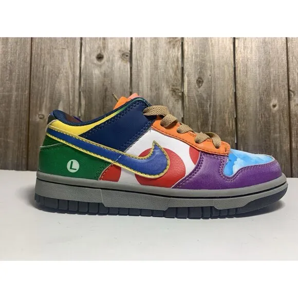 Nike Dunk What The Mario (GS) Size 3Y - DH0952-100 Super Mario Shoes