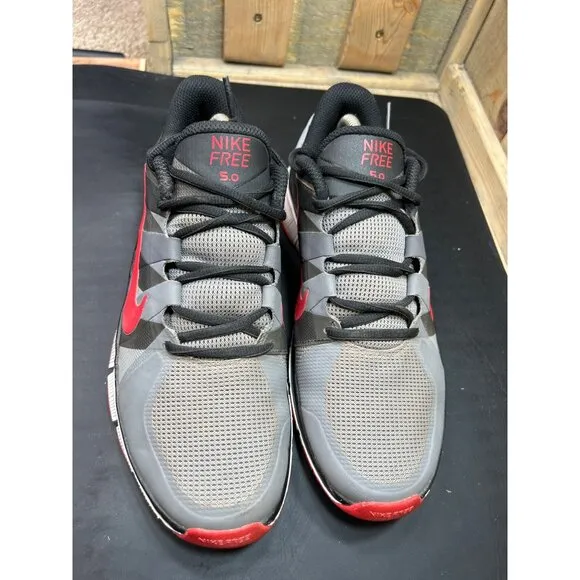 Nike Free 5.0 Mens Running Shoes Size 7.5 Gray &amp; Red Lightweight Athletic Sneake