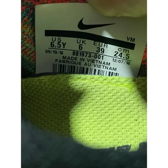 Nike Free RN Flyknit Blue Lagoon Sneakers Men's EU 39 Youth 6.5 Running Shoes