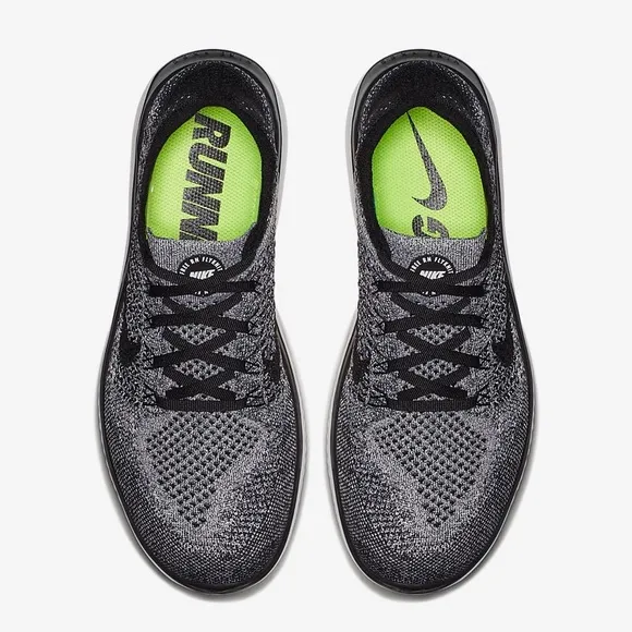 Nike Free Run Flyknit Men's Road Running Shoes Black Gray White Size 11 Light