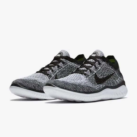 Nike Free Run Flyknit Men's Road Running Shoes Black Gray White Size 11 Light