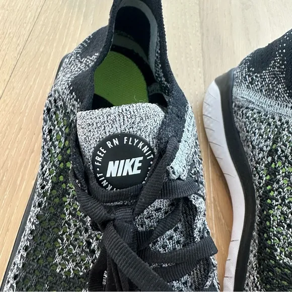 Nike Free Run Flyknit Men's Road Running Shoes Black Gray White Size 11 Light
