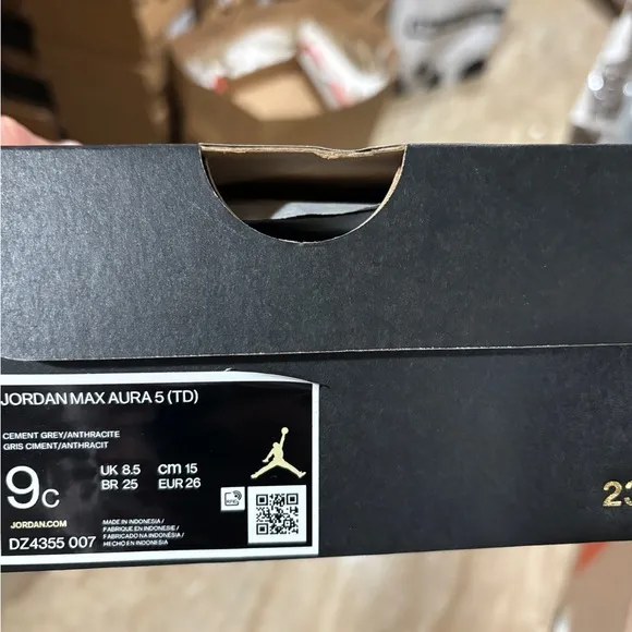 NIKE JORDAN MAX AURA 5 (TD) SNEAKERS TODDLER BLACK/GRAY HI-TOP SHOES