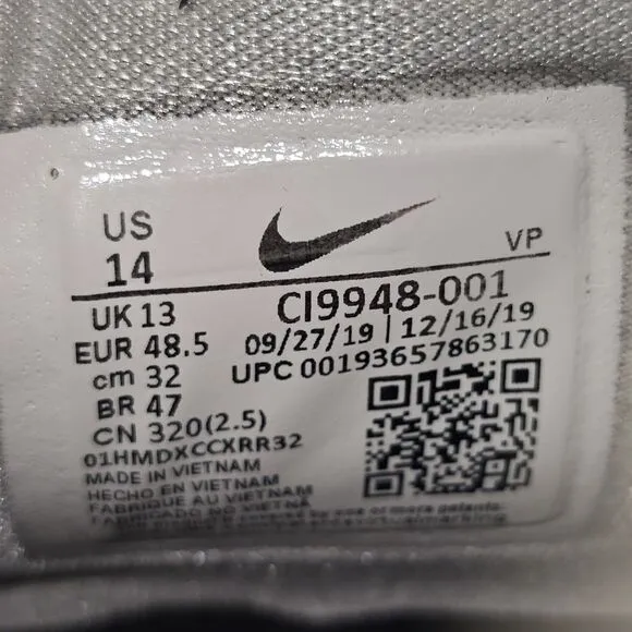 Nike KD 13 Men's Size 14 Black White Wolf Gray Sneakers (CI9948-001)