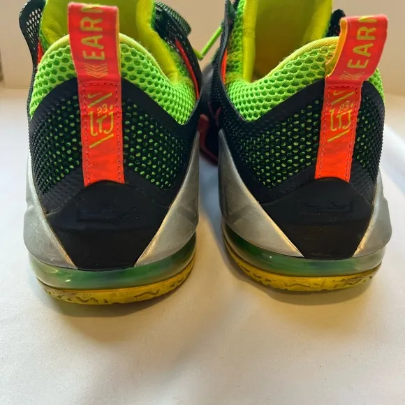Nike LeBron 12 Low ‘Remix’ Neon Green and Bright Orange Sneakers US 11