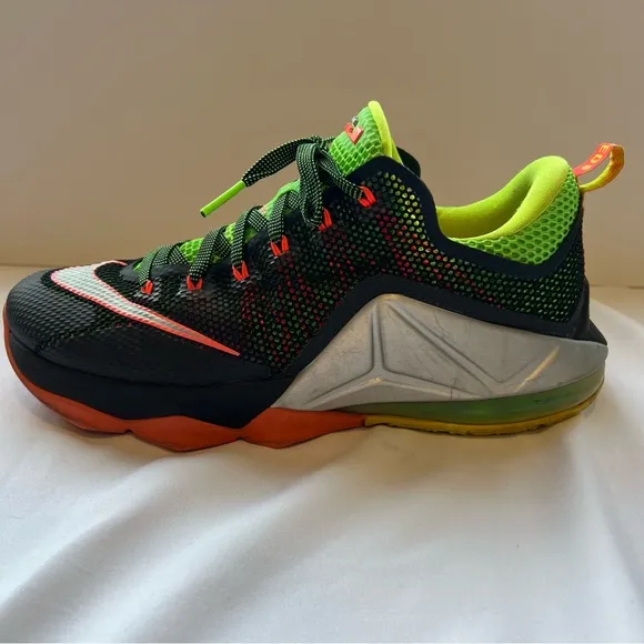 Nike LeBron 12 Low ‘Remix’ Neon Green and Bright Orange Sneakers US 11