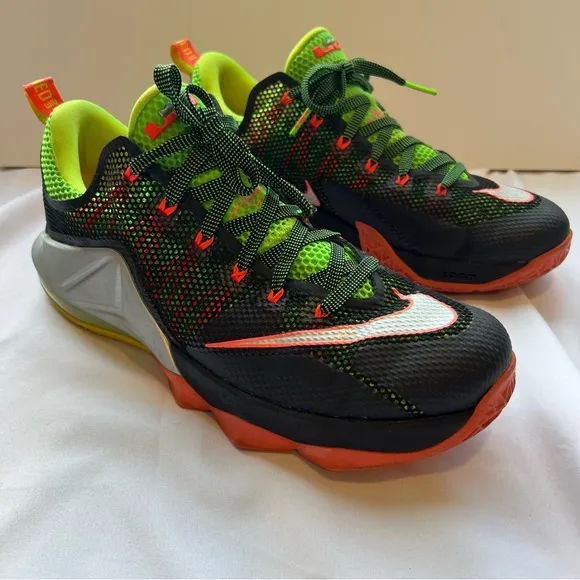 Nike LeBron 12 Low ‘Remix’ Neon Green and Bright Orange Sneakers US 11