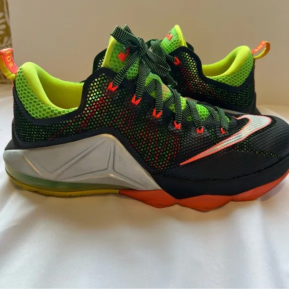 Nike LeBron 12 Low ‘Remix’ Neon Green and Bright Orange Sneakers US 11
