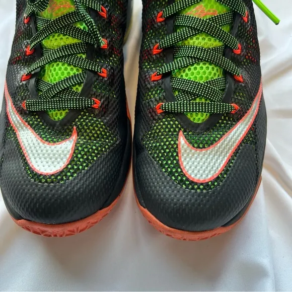 Nike LeBron 12 Low ‘Remix’ Neon Green and Bright Orange Sneakers US 11