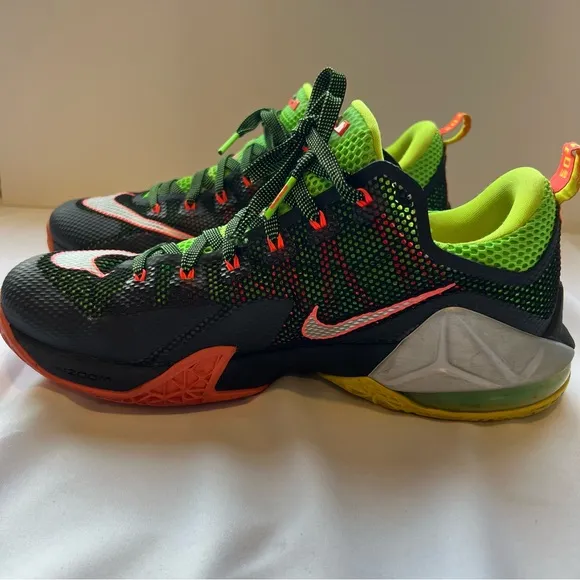 Nike LeBron 12 Low ‘Remix’ Neon Green and Bright Orange Sneakers US 11