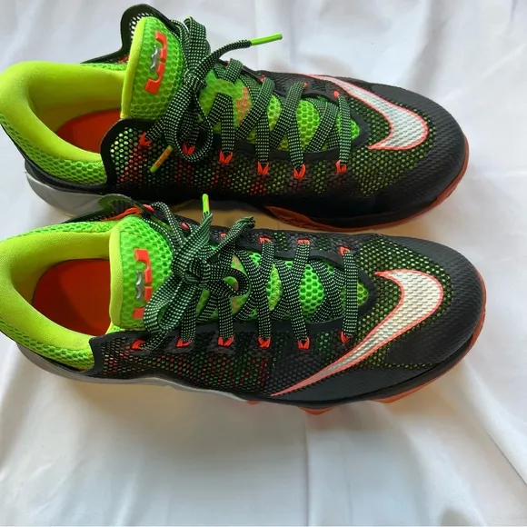 Nike LeBron 12 Low ‘Remix’ Neon Green and Bright Orange Sneakers US 11
