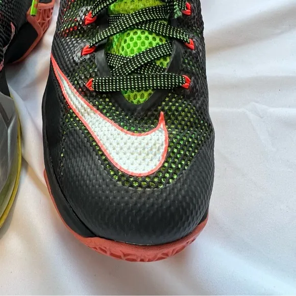 Nike LeBron 12 Low ‘Remix’ Neon Green and Bright Orange Sneakers US 11