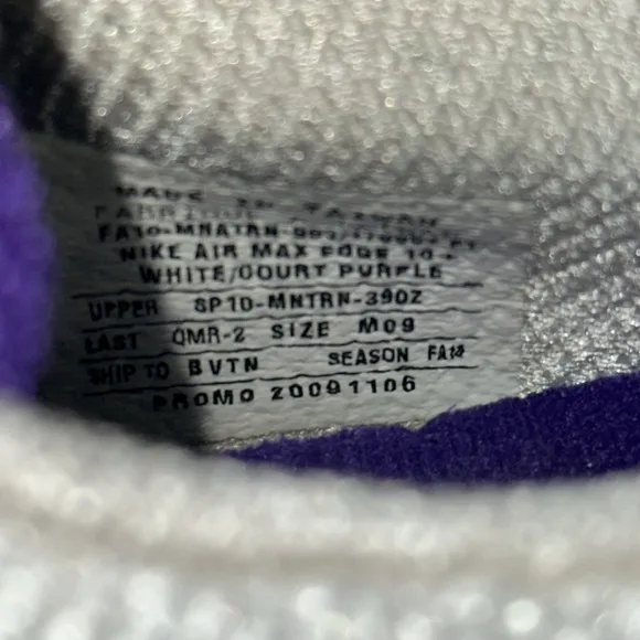 Nike Max Edge 7 White and Purple Sneakers Men’s 9