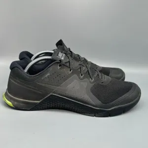 Nike Metcon 2 Men 11.5 Black Athletic Running Sneakers Lace-Up Low Top Round Toe