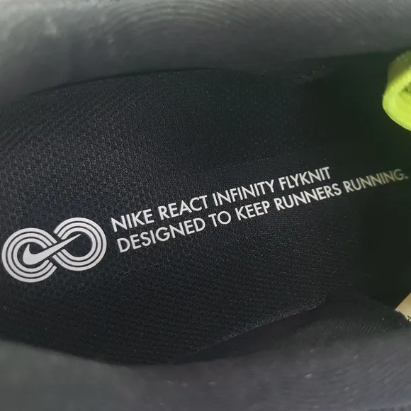 Nike React Infinity Run FlyKnit 2 Volt Black Training Running Sneakers Men 11.5