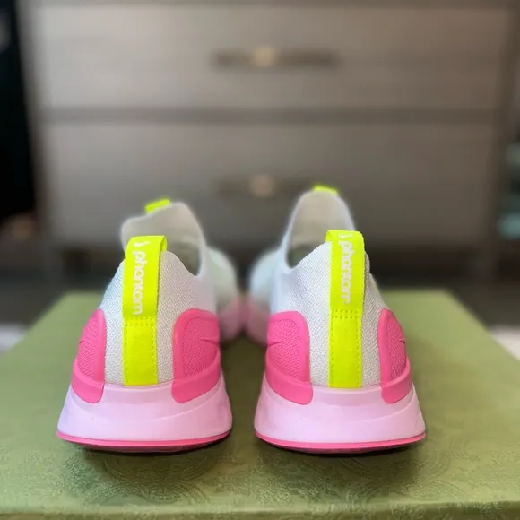 Nike React Phantom Run FlyKnit 2 - Slip On Sneakers (Pink/Neon Yellow/White)