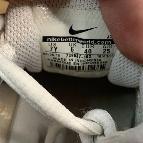Nike Shox Current GS Shoes Womens Size 8.5 White Sneakers 739637-007