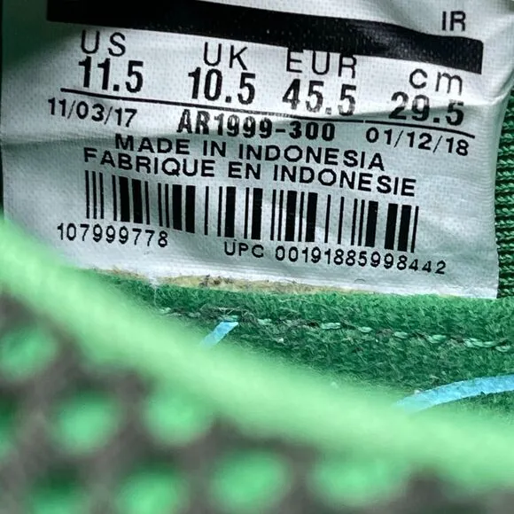 Nike Shox Gravity Green Athletic Running Shoes Sneakers AR1999-300 Men Size 11.5