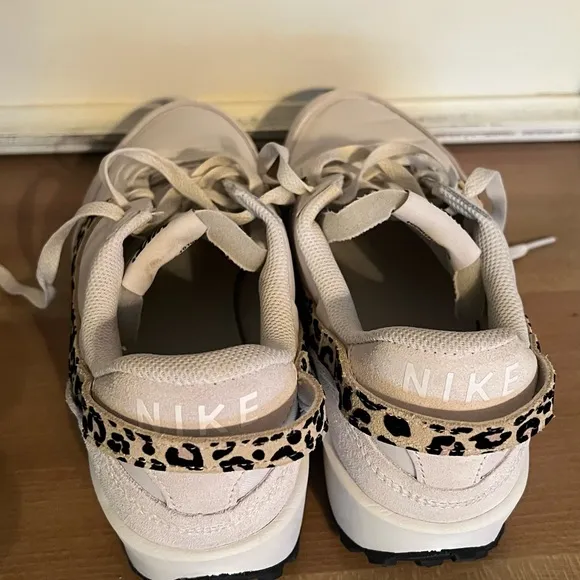 NIKE Size 9.5 Stylish Women's White and  Leopard Print Sneakers. LNC
