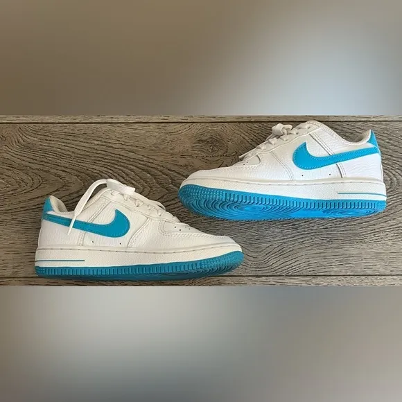 Nike Space Jam Air Force 1 White &amp; Turquoise Boys Shoes Sneakers size 12C