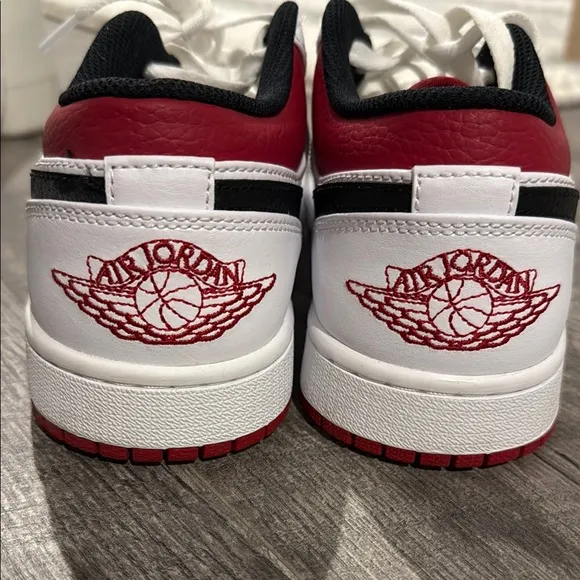 Nike White and Red Jordan 1 low sneakers