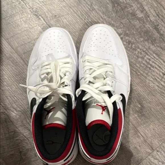 Nike White and Red Jordan 1 low sneakers