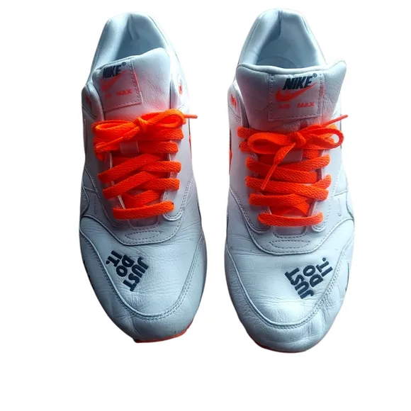 Nike White Sneakers with Orange Laces