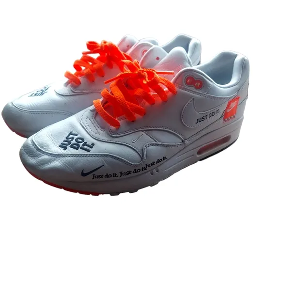 Nike White Sneakers with Orange Laces