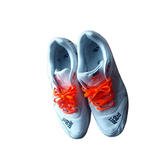 Nike White Sneakers with Orange Laces