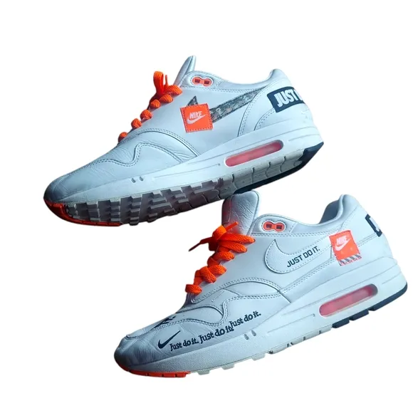 Nike White Sneakers with Orange Laces