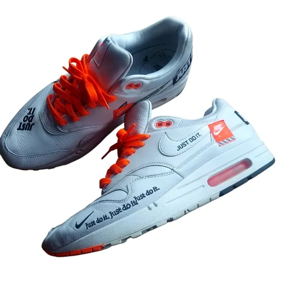 Nike White Sneakers with Orange Laces