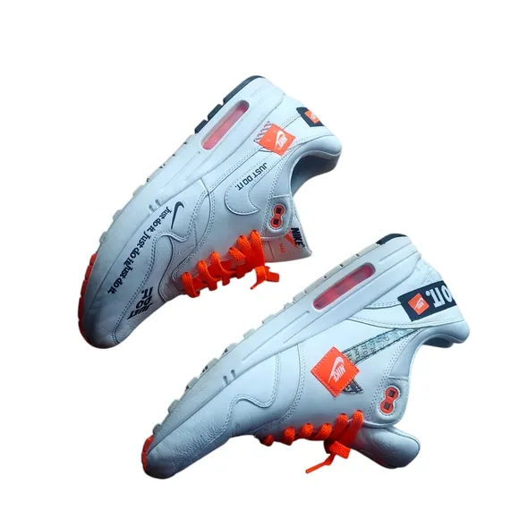 Nike White Sneakers with Orange Laces