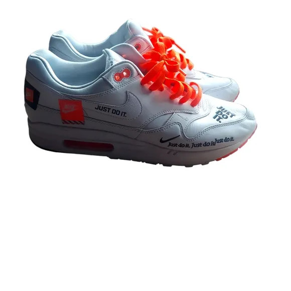 Nike White Sneakers with Orange Laces