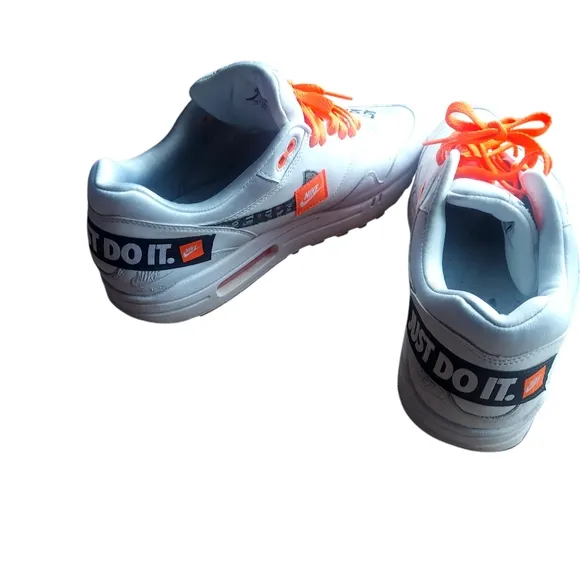 Nike White Sneakers with Orange Laces