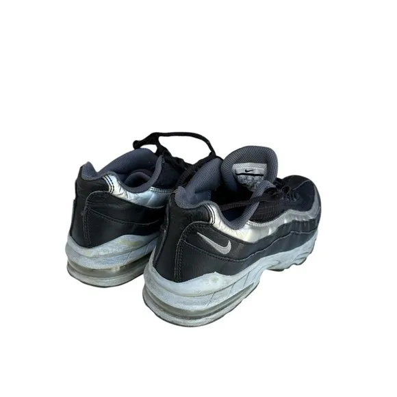Nike Youth Air Max 95 GS Shoes Size 4.5Y Black Dark Gray - Metallic Silver