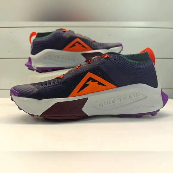 Nike ZoomX Zegama Purple Ink Safety Orange DH0623-500 Trail Hiking Running Shoes