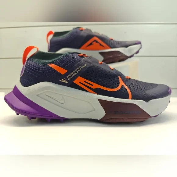 Nike ZoomX Zegama Purple Ink Safety Orange DH0623-500 Trail Hiking Running Shoes