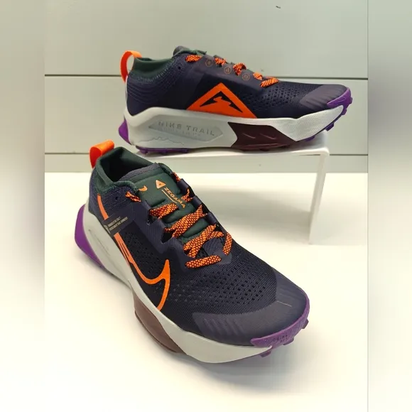 Nike ZoomX Zegama Purple Ink Safety Orange DH0623-500 Trail Hiking Running Shoes