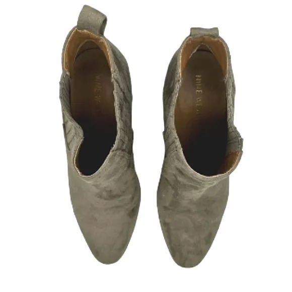 NINE WEST Mayley Suede Chunky Slip-On Ankle Booties EUC