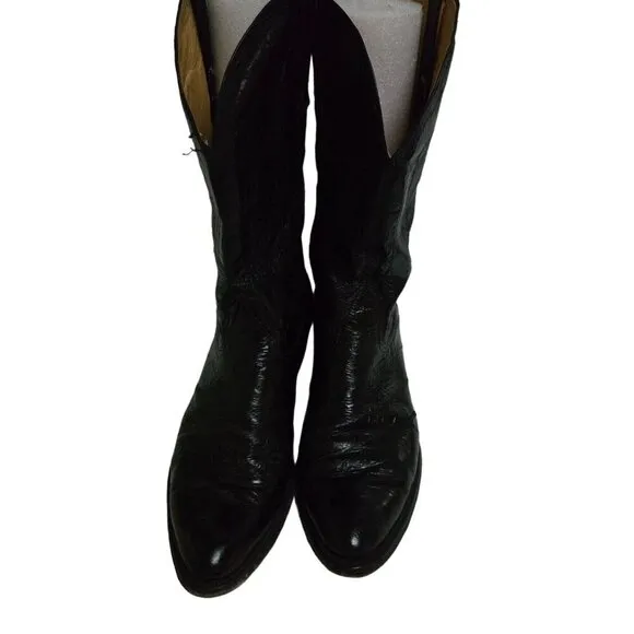 Nocona Vintage Style 5017C Black Leather Cowboy Boots Size 9.5