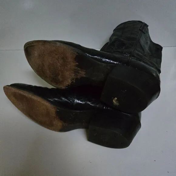 Nocona Vintage Style 5017C Black Leather Cowboy Boots Size 9.5