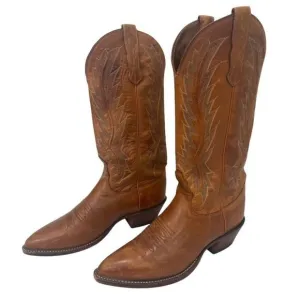 Nocona Womens Brown Embroidered Leather Cowboy Boots Size 5.5 B (US 6.5) Western