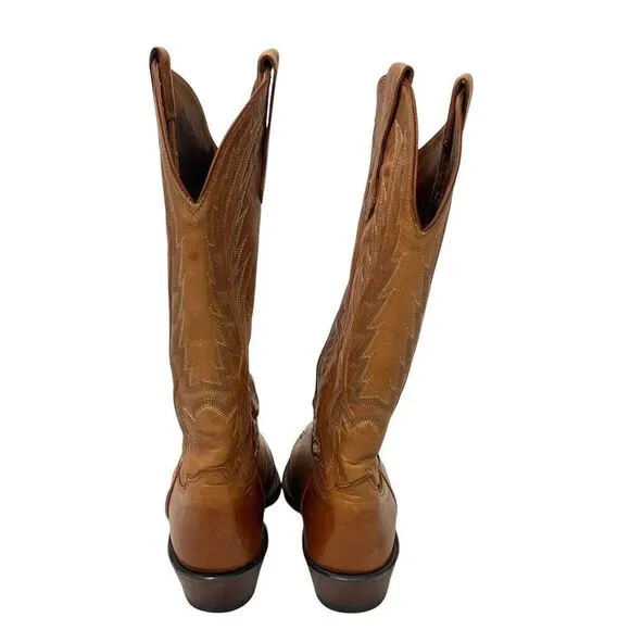 Nocona Womens Brown Embroidered Leather Cowboy Boots Size 5.5 B (US 6.5) Western