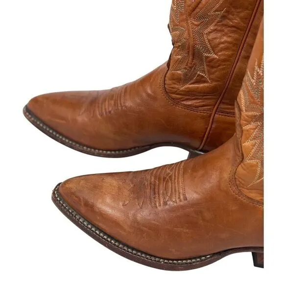 Nocona Womens Brown Embroidered Leather Cowboy Boots Size 5.5 B (US 6.5) Western