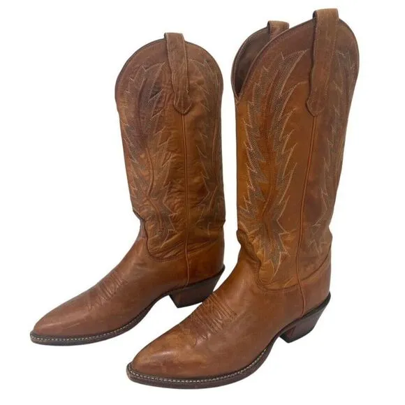 Nocona Womens Brown Embroidered Leather Cowboy Boots Size 5.5 B (US 6.5) Western