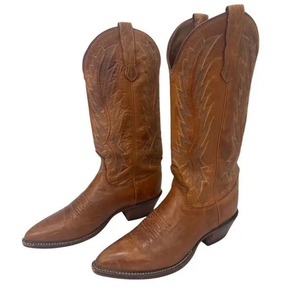 Nocona Womens Brown Embroidered Leather Cowboy Boots Size 5.5 B (US 6.5) Western
