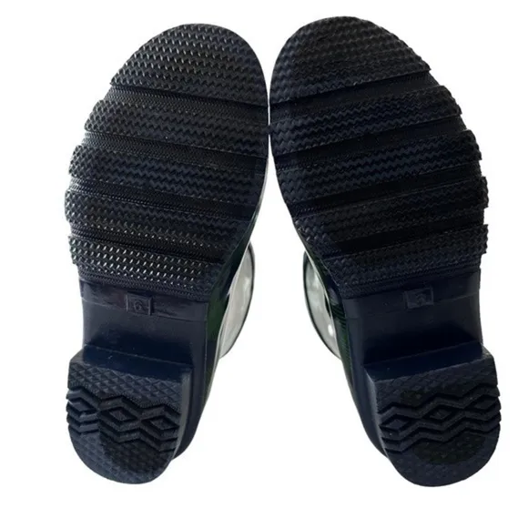 NOMAD GREEN AND BLUE GINGHAM RAIN BOOTS SIZE 6