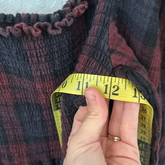 Nothing Fits But Plaid Smock Puff Sleeve Maternity Non Maternity Midi Dress M/L
